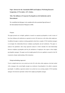 Paper Abstract for the: Sustainable HRM and Employee Well