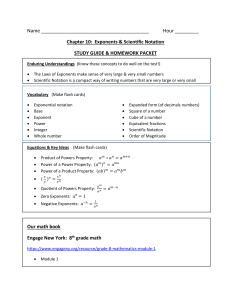 Chapter 10: Exponents & Scientific Notation STUDY GUIDE