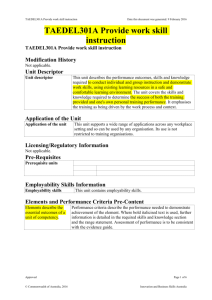 TAEDEL301A Provide work skill instruction