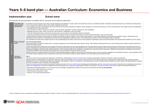 Years 5-6 band plan: Economics and Business exemplar