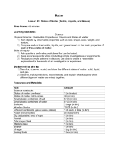 Lesson #3: Introduction to the States of Matter