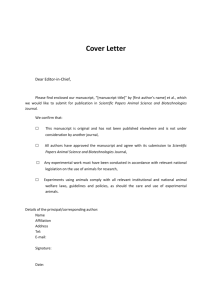 cover letter template - Scientific Papers Animal Science and