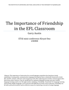 The Importance of Friendship in the EFL Classroom