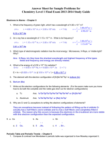 Answer Key - Honors Chem Study Guide Final Exam June 2014