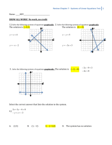 Review Chapter 7 - Systems of Linear Equations Test