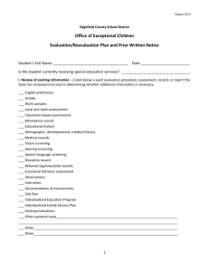 Evaluation Reevaluation Plan and Prior Written Notice