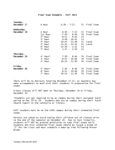 Final Exam Schedule – Fall 2013 Tuesday, December 17 A Hour 6