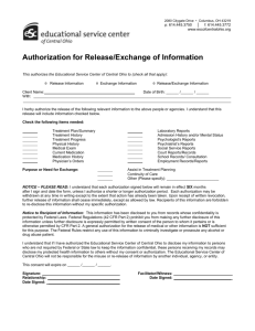 Authorization for Release/Exchange of Information