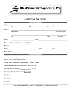 Scholarship Application - WestSound Orthopaedics, PS