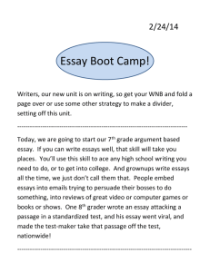 February 24 - Essay Boot Camp!