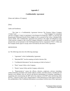 Appendix 2, Confidentiality Agreement