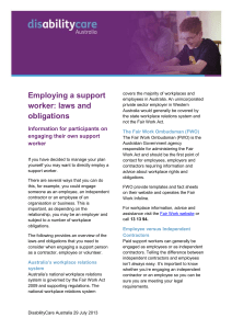 Employing a support worker: laws and obligations