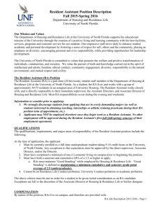 RA Job Description - University of North Florida