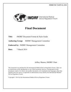 IMDRF Document Format & Style Guide