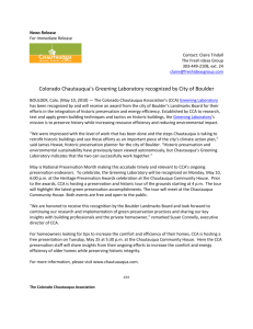 Colorado Chautauqua Greening Laboratory recognized by City of
