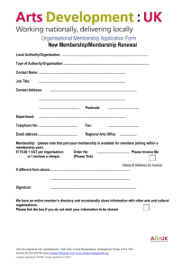 Arts Development UK Organisational membership application form