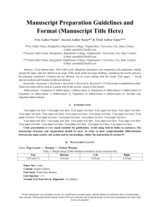 Manuscript Preparation Format - The Standard International