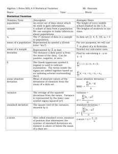 Algebra 1 Notes SOL A.9 Statistical Variation Mr. Hannam Algebra 1