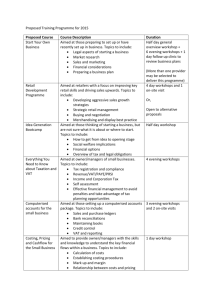 List of Proposed Training for 2015