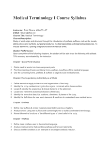 Medical Terminology I Course Syllabus
