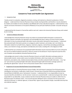 Consent to Treat and Health Care Agreement