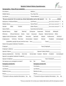 Bariatric Patient Questionnaire