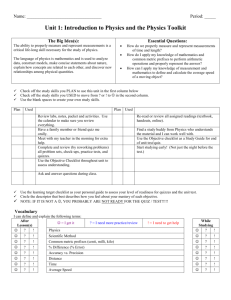 Unit 1 Checklist