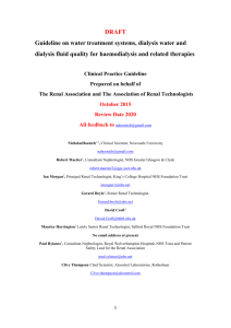 RA/ART clinical practice guideline on water treatment plant and