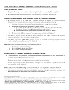 the FAQ on Training for CUPE 4600-1 members
