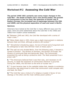 Worksheet #12 Assessing the Cold War