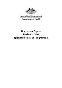 Discussion Paper: Review of the Specialist Training Programme