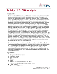 Activity 1.2.3: DNA Analysis Introduction