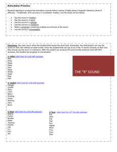 Articulation Practice Handout for /R/ /L/ /S/ /Z