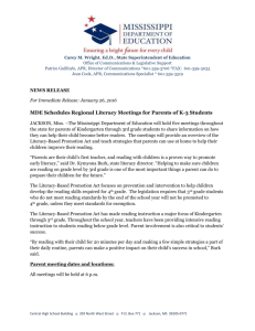 MDE Schedules Literacy Meetings Click to Read the Press Release