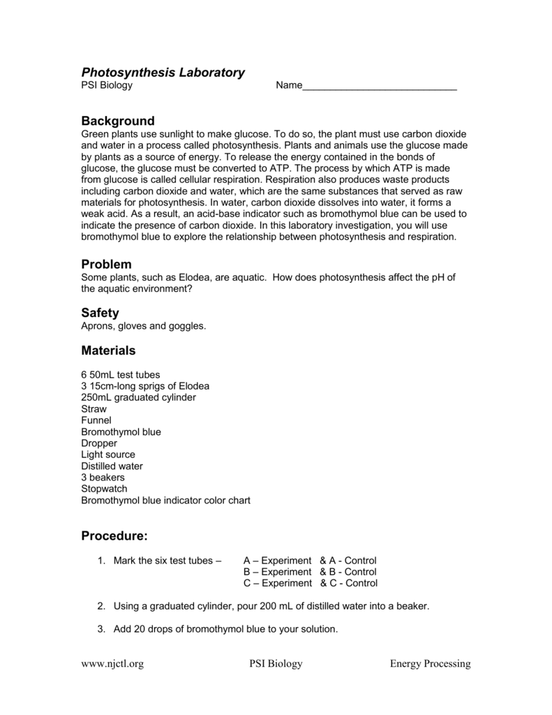 Bromothymol Blue Chart