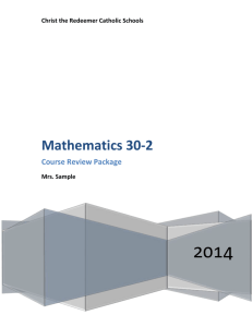 Math 30-2 Review Package - Christ the Redeemer School Division