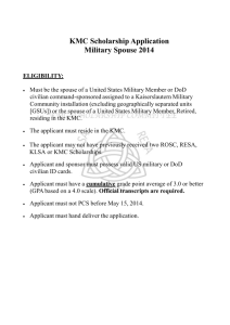 KMC Scholarship Application Military Spouse 2014 ELIGIBILITY