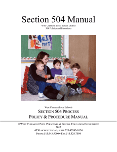 Section 504 Manual - West Clermont Local School District