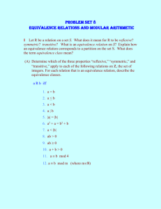 Equivalence relations and modular arithmetic