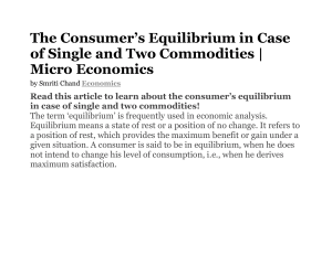 Consumer`s Equilibrium in case of Single Commodity - e-CTLT