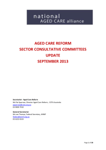 Aged Care Reform - Sector Consultative Committees Update