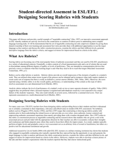 Student-directed Assement in ESL/EFL: Designing Scoring Rubrics