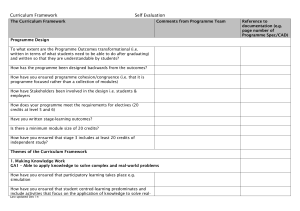 Curriculum Framework Checklist UG