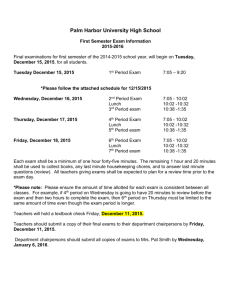 2015/2016 Exam Information for 1st Semester(Including Bell