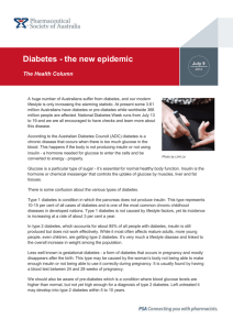 Diabetes - the new epidemic - Pharmaceutical Society of Australia