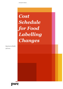 Cost Schedule for Food Labelling Changes