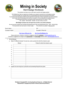 Mining in Society Worksheet - US Scouting Service Project