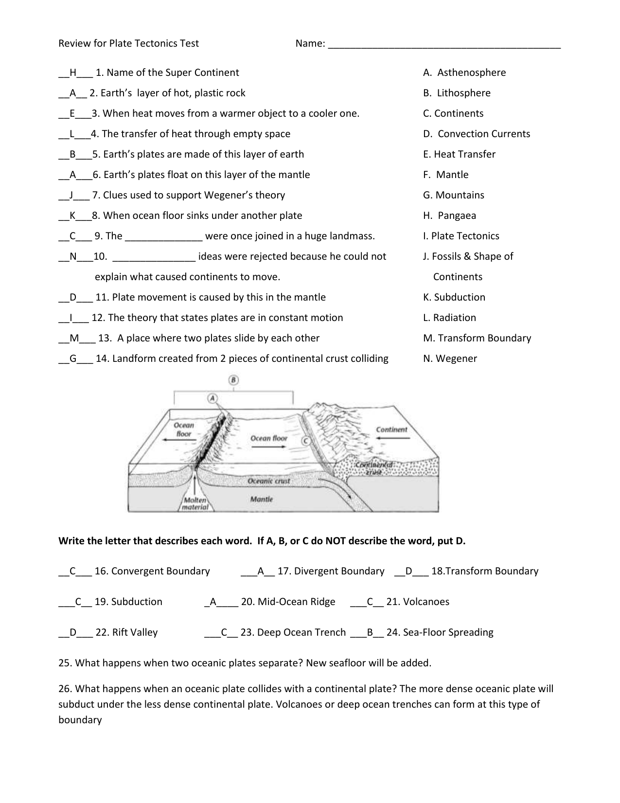 Plate Tectonic Worksheet Answers - Nidecmege With Plate Boundary Worksheet Answers