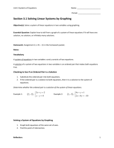 Section 3.3 Graphing and Solving Systems of Linear