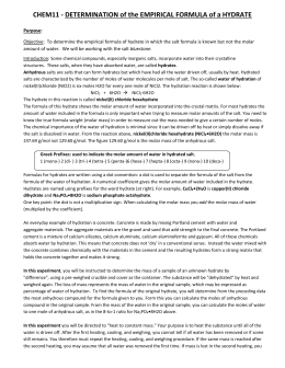 determination of the empirical formula of In this science fair project, students will learn how to calculate the formula for the thermal decomposition of potassium chlorate. determination of the empirical formula of In this science fair project, students will learn how to calculate the formula for the thermal decomposition of potassium chlorate.